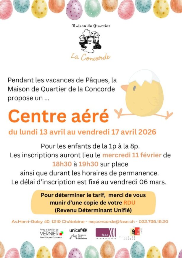 Centre aéré de Pâques - Maison de quartier de la Concorde (MQC)