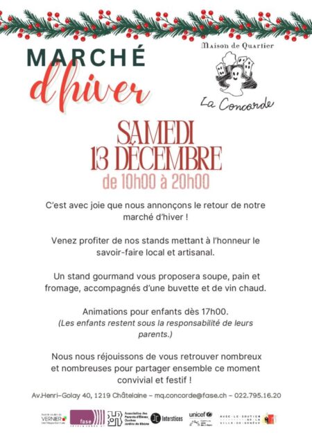 Marché d’hiver - Maison de quartier de la Concorde (MQC)