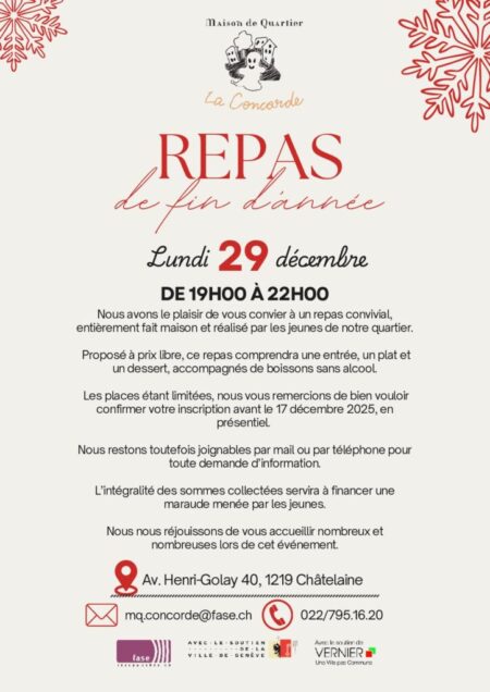 Repas de fin d’année - Maison de quartier de la Concorde (MQC)